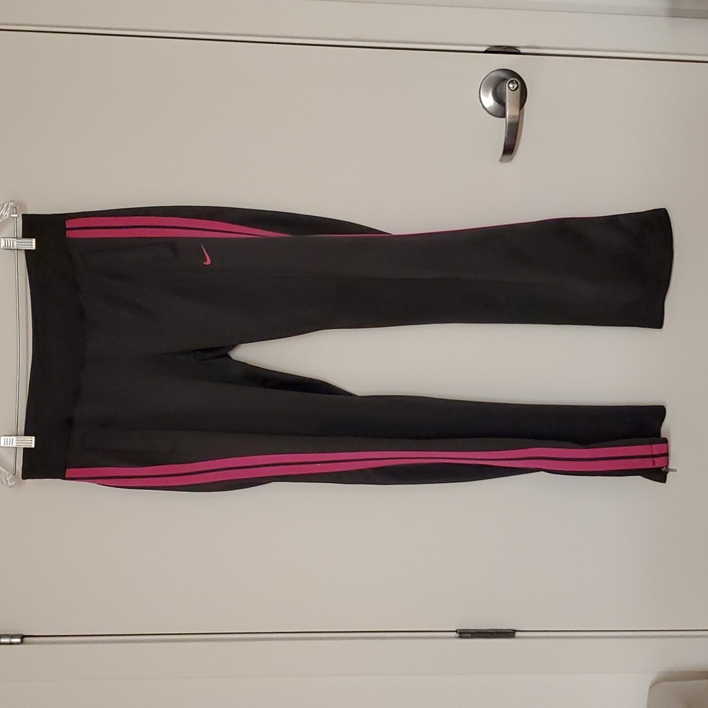 The Athletic Dept. NIKE track exercise workout pants black zip bottom Med